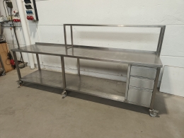 Mobile stainless steel table - 290x70x140 cm